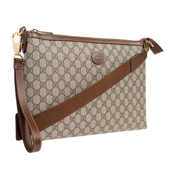$2050 NEW GUCCI GG ZIP CROSSBODY WRISTLET LARGE BAG UNISEX AUTHENTIC! - Picture 2 of 14